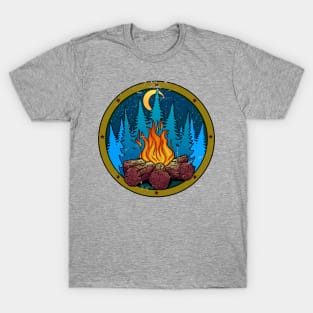 Camping badge with distressed effect T-Shirt